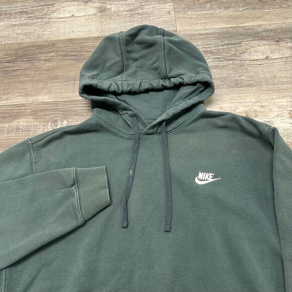 Nike Sportswear Club Fleece Green Mens L Warm Up Mini Swoosh Pullover Hoodie - Picture 1 of 10